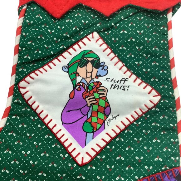 Vtg Hallmark Maxine Stuff This Shoebox Christmas Stocking 16" Patchwork Plaid - Picture 2 of 6